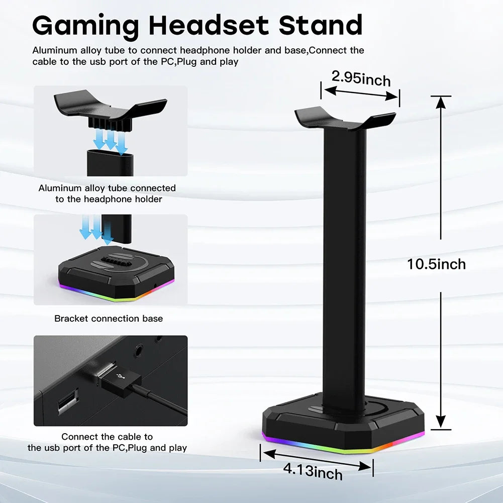 Aluminuim Alloy Universal Gamer Headset Hanger Detachable Design RGB Earphone Holder Desk Display Rack For PUBG Computer Gamer Peaceful Pleasures Health and Wellness