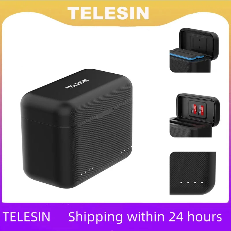 TELESIN Portable Battery Charger For Insta360 X3 X4 Battery 2 Slots TF Card Battery Storage Charger Box For Insta 360 X3 X4 Peaceful Pleasures Health and Wellness