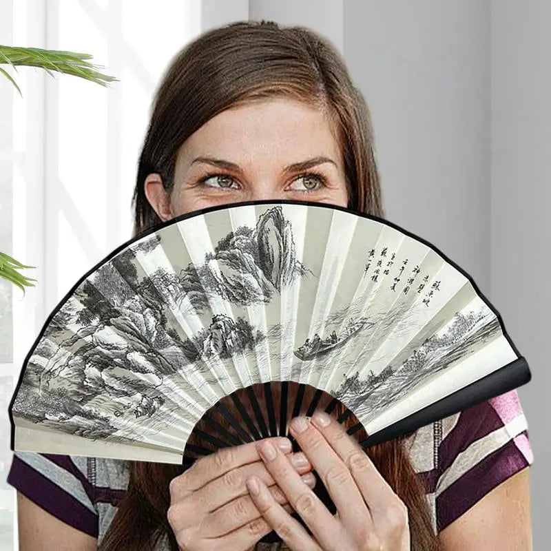 Folding Hand Fan Hand Held Chinese Folding Fan Creative Chinese Style Handheld Crafts Home Decor For Women Adults Kids Teens Peaceful Pleasures Health and Wellness