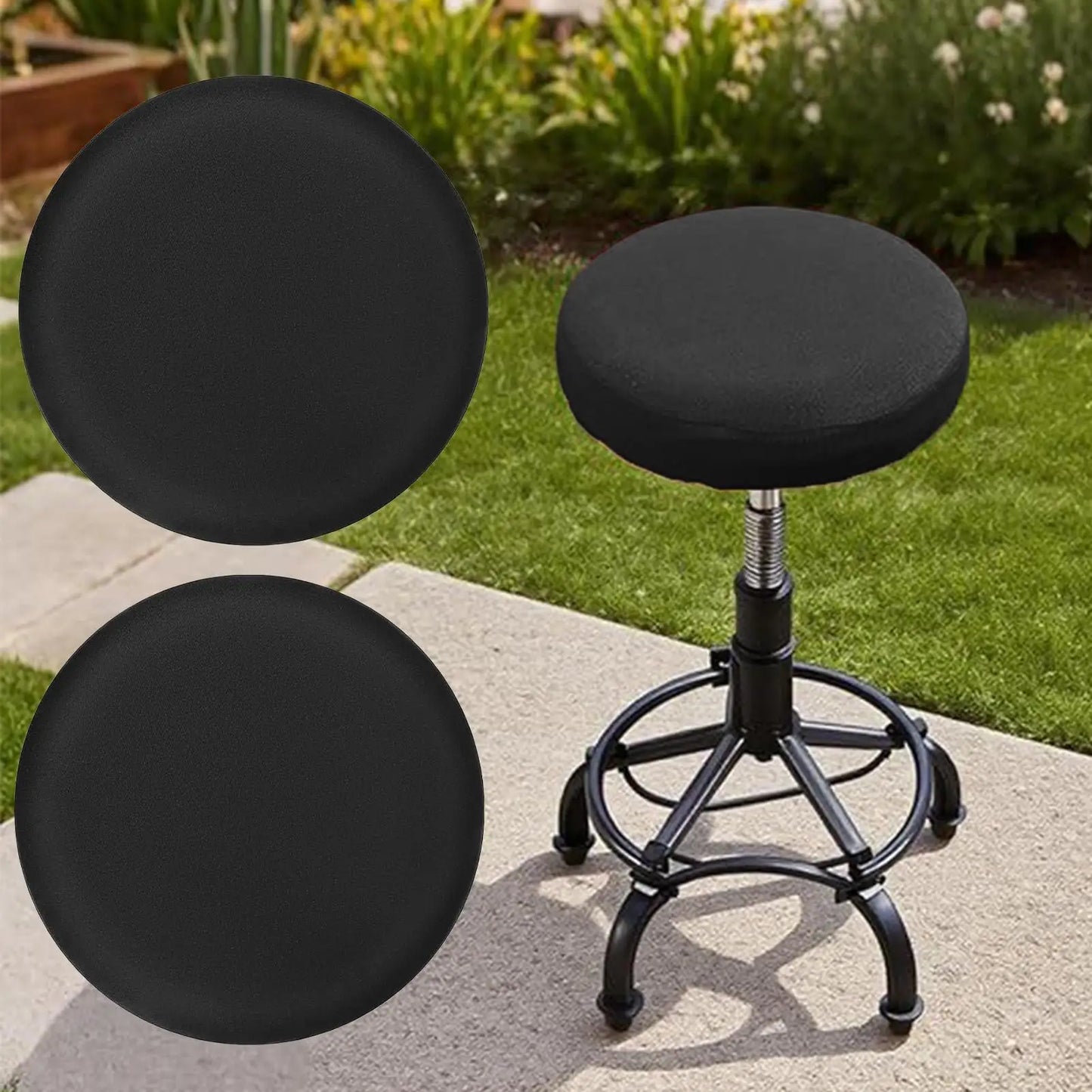 Round Bar Stool Covers Set of 3 | Elastic Washable Cushion Pads