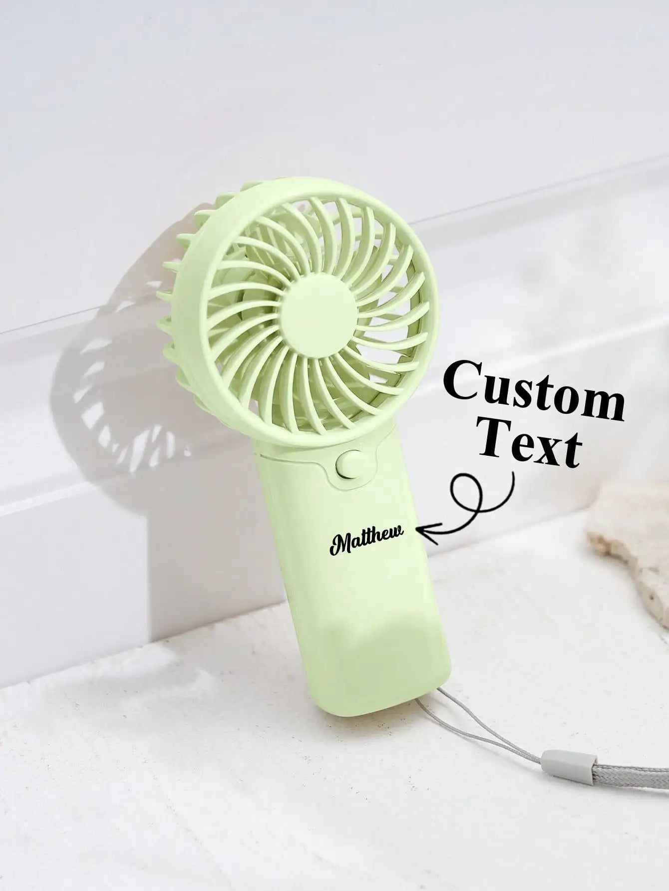 1pc Custom Mini Fan Summer Portable Fan Personalized Handheld Fan with Lanyard Gift for Mom Dad Him Her Birthday Valentine Peaceful Pleasures Health and Wellness green One size