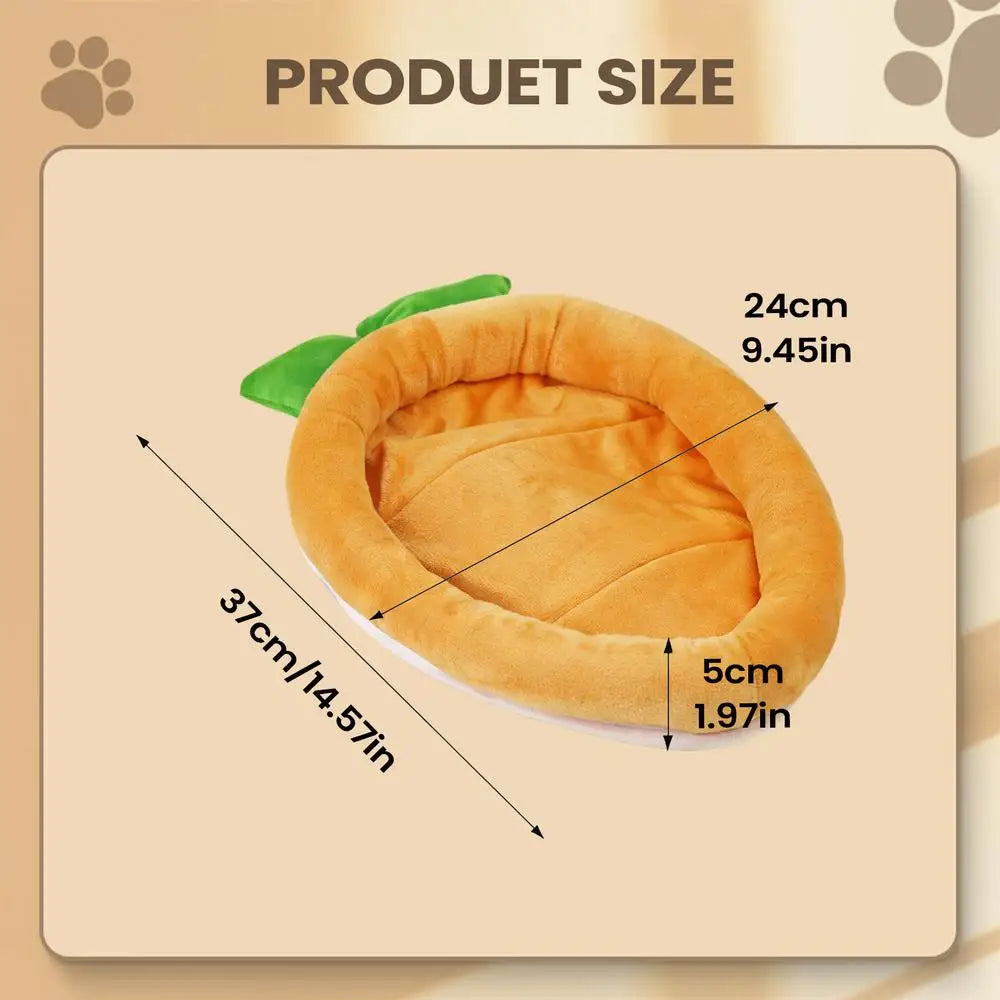 Carrot-Shaped Pet Bed Mat – Soft Flannel for Rabbits & Hamsters