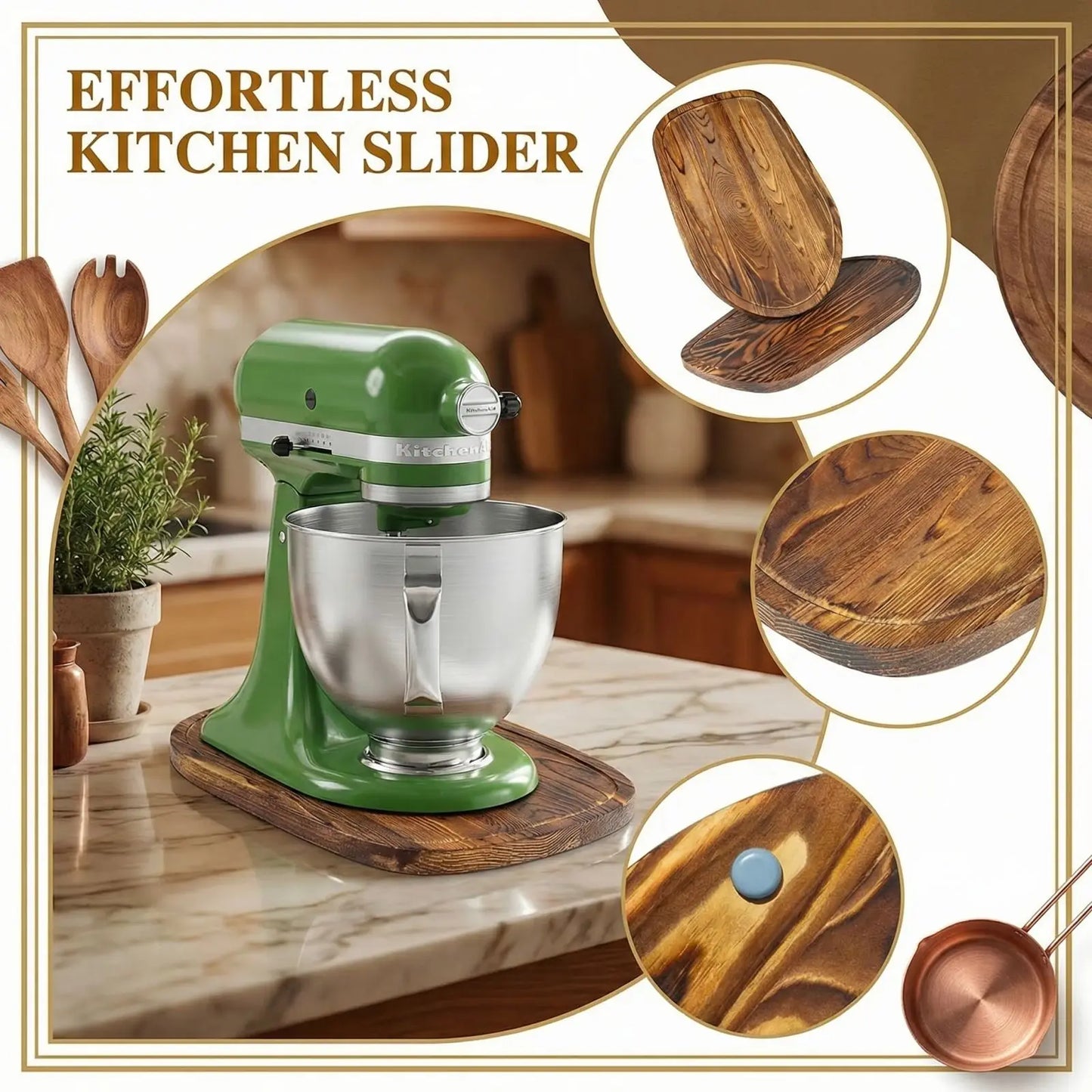 Wooden Stand Mixer Slider Mat – Tilt-Head Sliding Base Pad