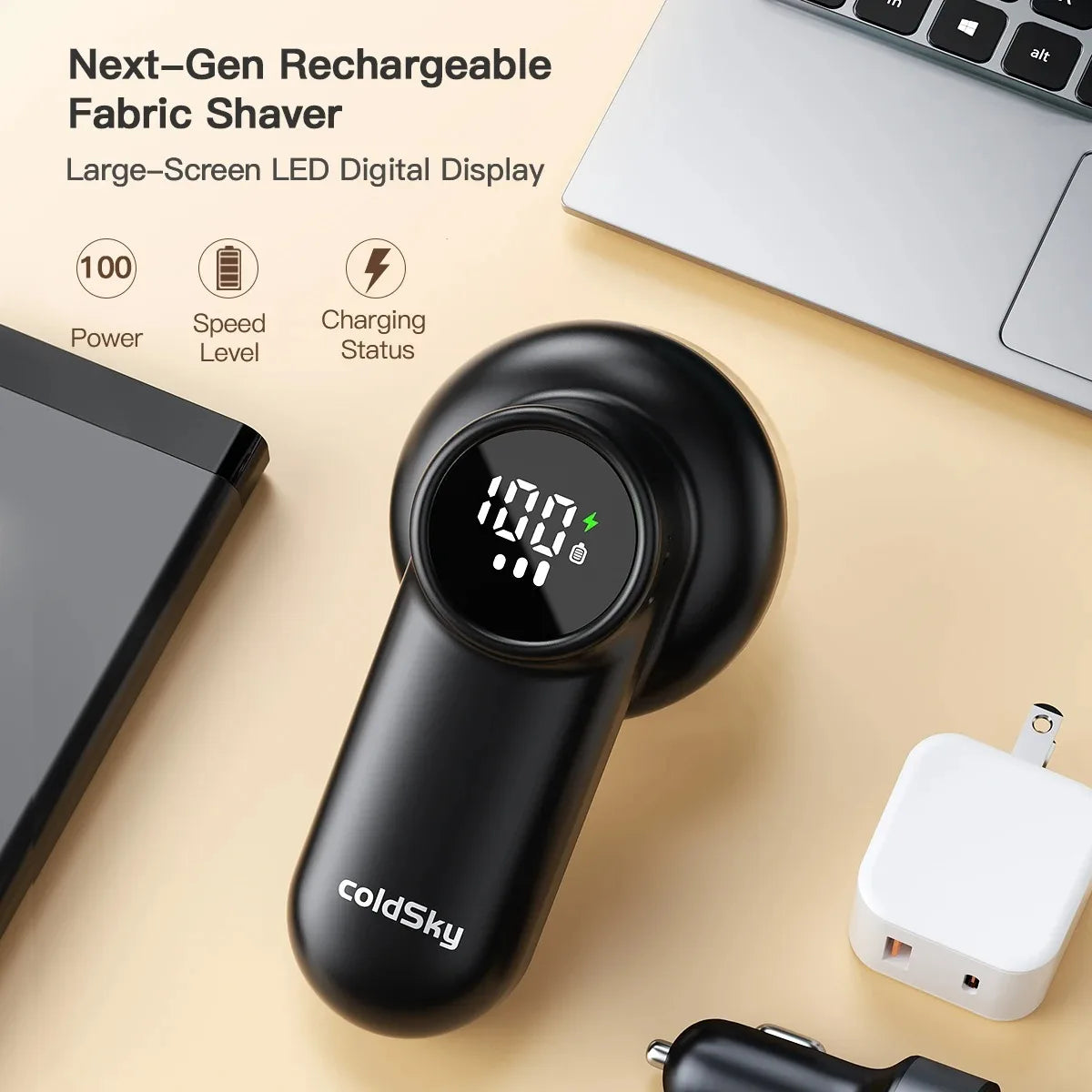 Intelligent Electric Lint Shaver - For coldSky Rechargeable Defuzzer with Digital Screen, Portable Fabric Trimmer for Sweaters Peaceful Pleasures Health and Wellness