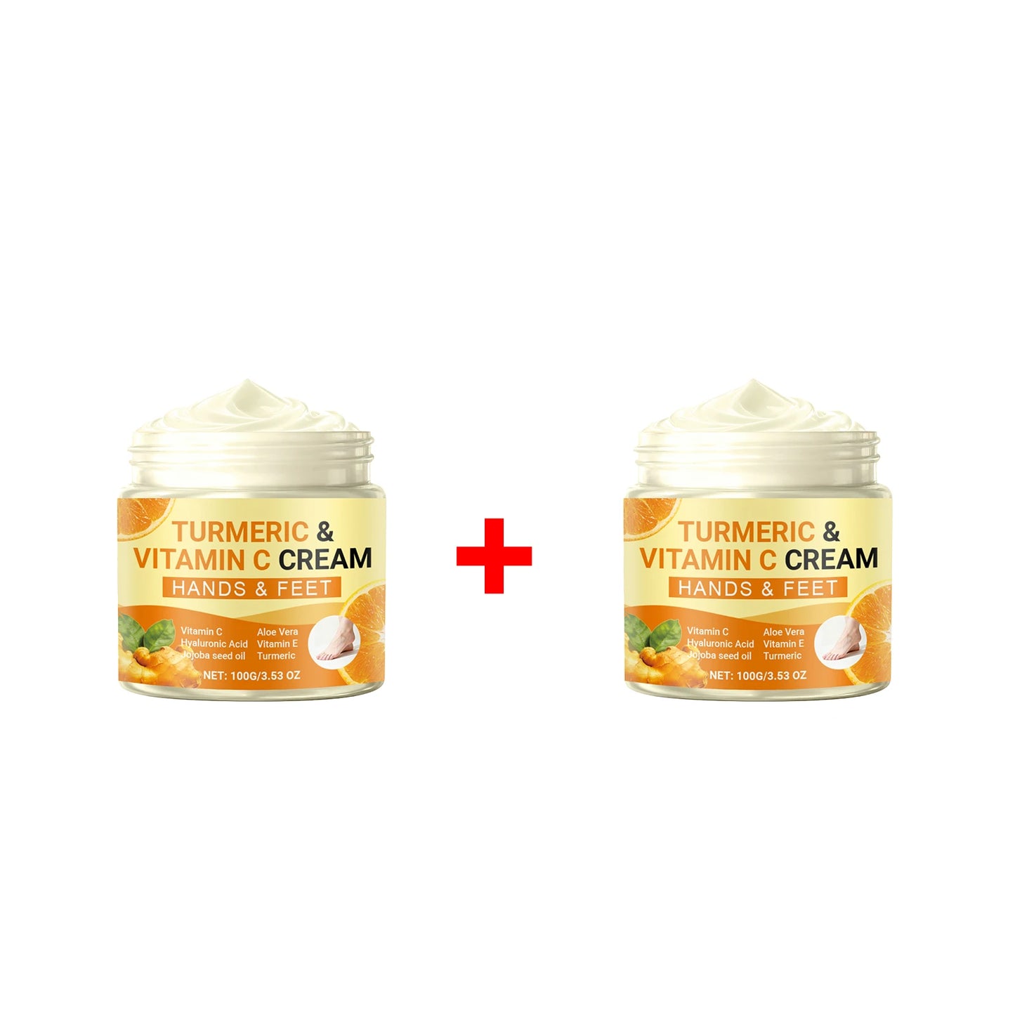 Turmeric Vitamin C Moisturizing Cream for Hand and Feet Brighten Skin Tone Repairs Dry Cracked Heels Nourishes Rough Skin Care Peaceful Pleasures Health and Wellness 200g