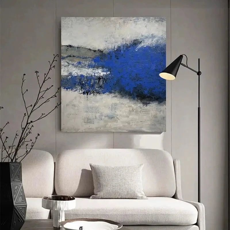 Blue Gray Abstract Hotel Hanging Painting,Handmade Canvas Oil Painting,Hanging Picture Poster,Wall Decor,Living Room,Aisle Offic Peaceful Pleasures Health and Wellness No frame 70cmx120cm