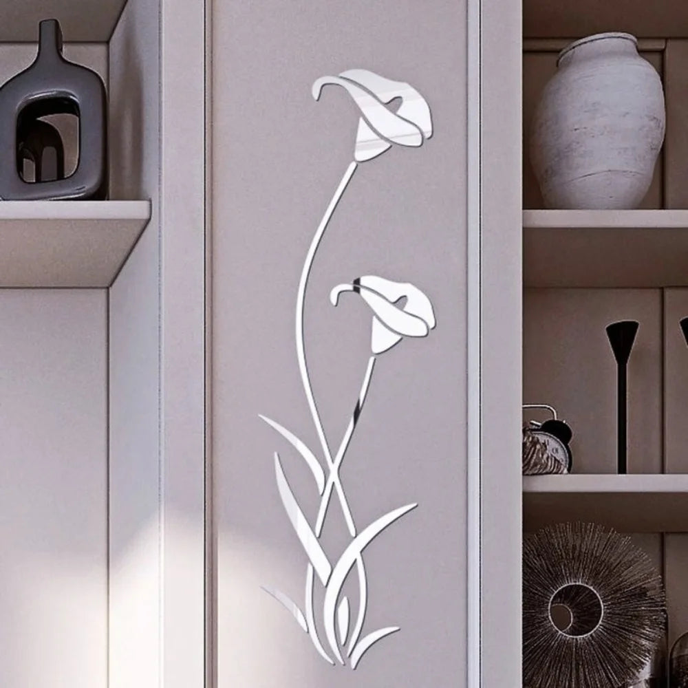 Acrylic Mirror Wall Stickers Small Flowers 3D Decor Reflector