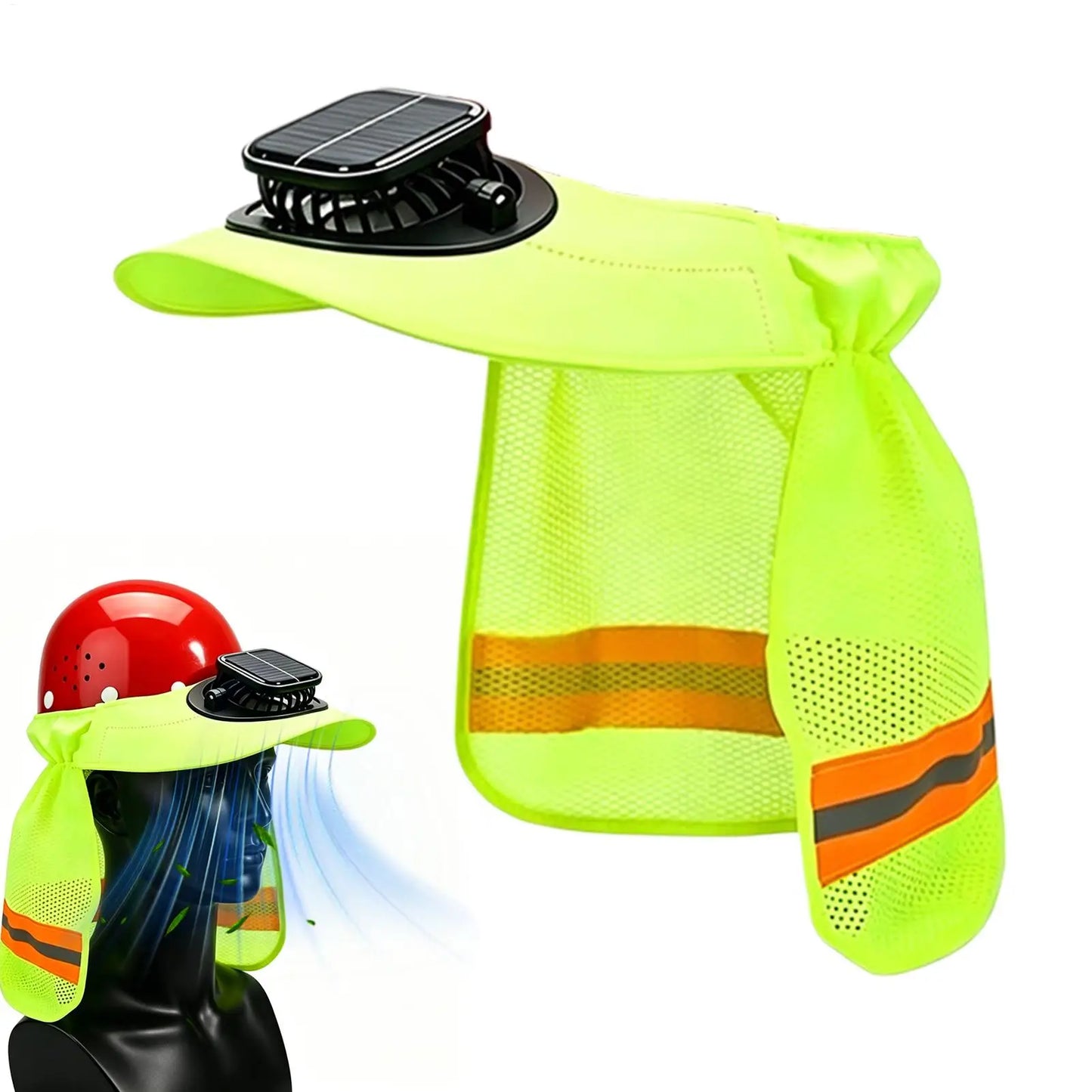 Solar Fan Hard Hat Sun Visor Wide Brim Helmet Cap With Cooling Fan Solar Powered Ventilated Safety Helmet For Construction Peaceful Pleasures Health and Wellness