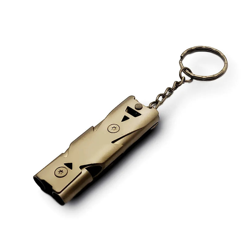 Outdoor Survival Whistle Double-tube Blast Whistle Stainless Steel High-frequency Earthquake Rescue Whistle High-decibel Whistle Peaceful Pleasures Health and Wellness Gold