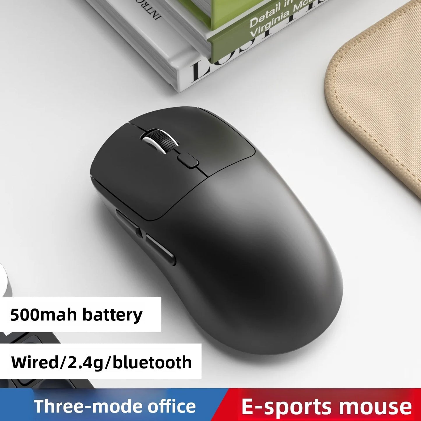 Tri-mode M348 Superlight Mouse Bluetooth 2.4G Wireless Gaming Mouse Flagship Chip Gaming Sensor 6 Adjustable DPI for Office Game Peaceful Pleasures Health and Wellness black
