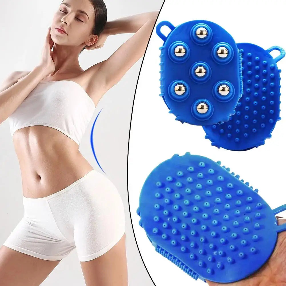 Double-Sided Massage Glove – 7-Bead & Steel Ball Brush