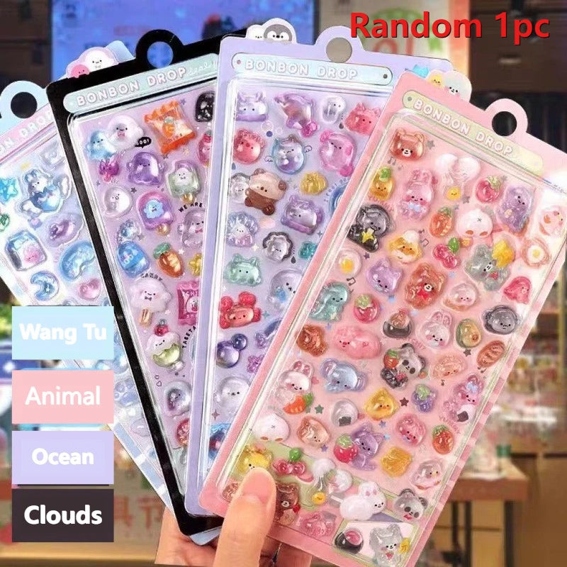 Fun 3D Pop Up Stickers Girls Kids DIY Craft Crystal Diamonds Cute