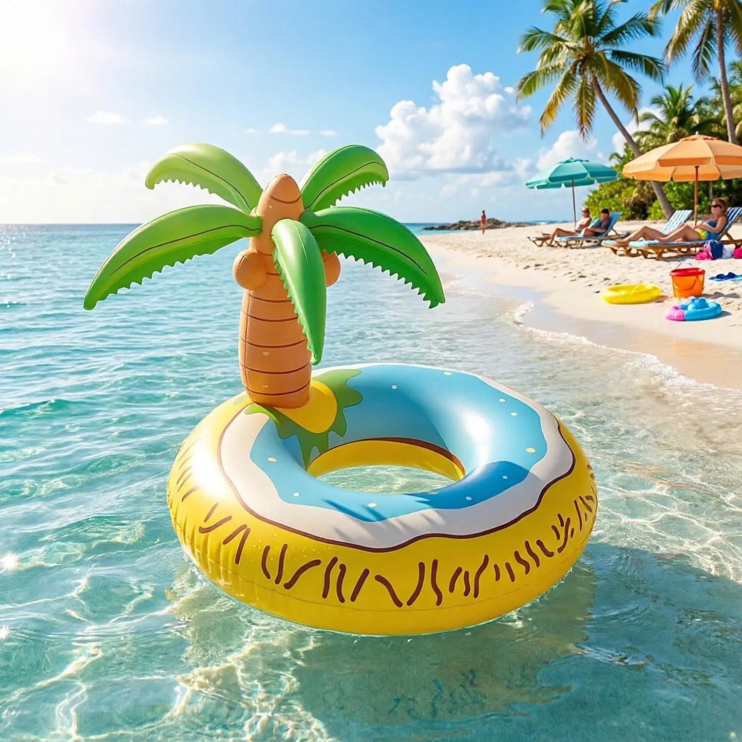 Inflatable Giant Tropical Tree Chair Funny Pool Float for Water Lake Beach River, Summer Party Swimming Floatie for Tanning Bar Peaceful Pleasures Health and Wellness