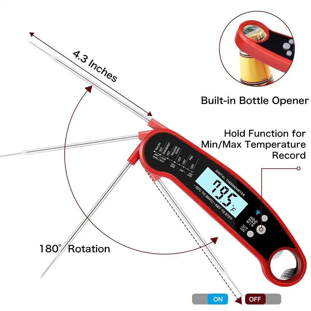 Digital Kitchen Food Digital Thermometer For Meat Water Milk Cooking Grilling Outdoor BBQ Waterproof Instant Read Peaceful Pleasures Health and Wellness