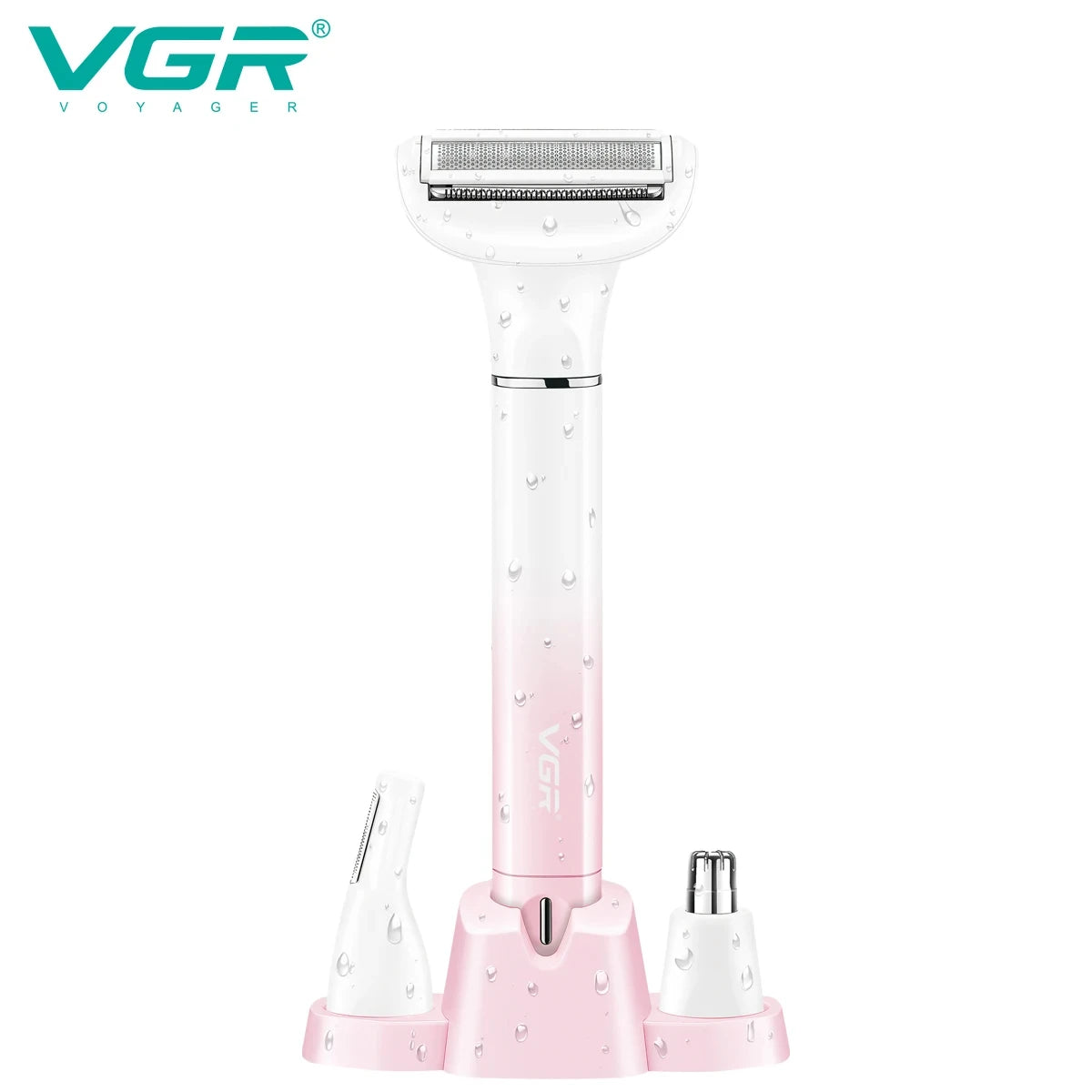 VGR Electric 3-in-1 Beauty Cleaning Set Facial Shaver Eyebrow Trimming Machine Nose Hair Trimmer Female Body Shaver V-611 Peaceful Pleasures Health and Wellness
