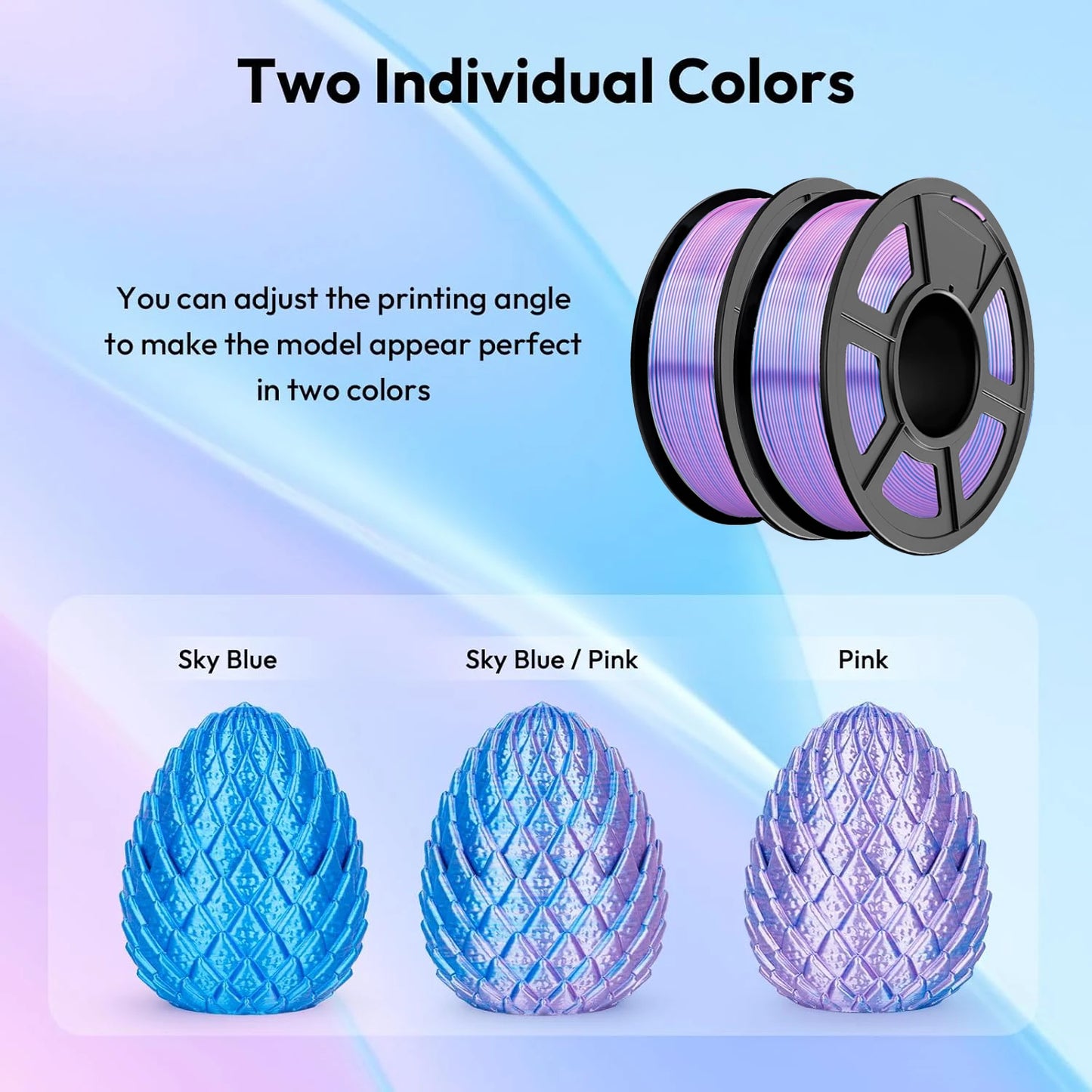 Dual Color Silk PLA Filament 1.75mm ±0.02mm | Multicolor Glossy