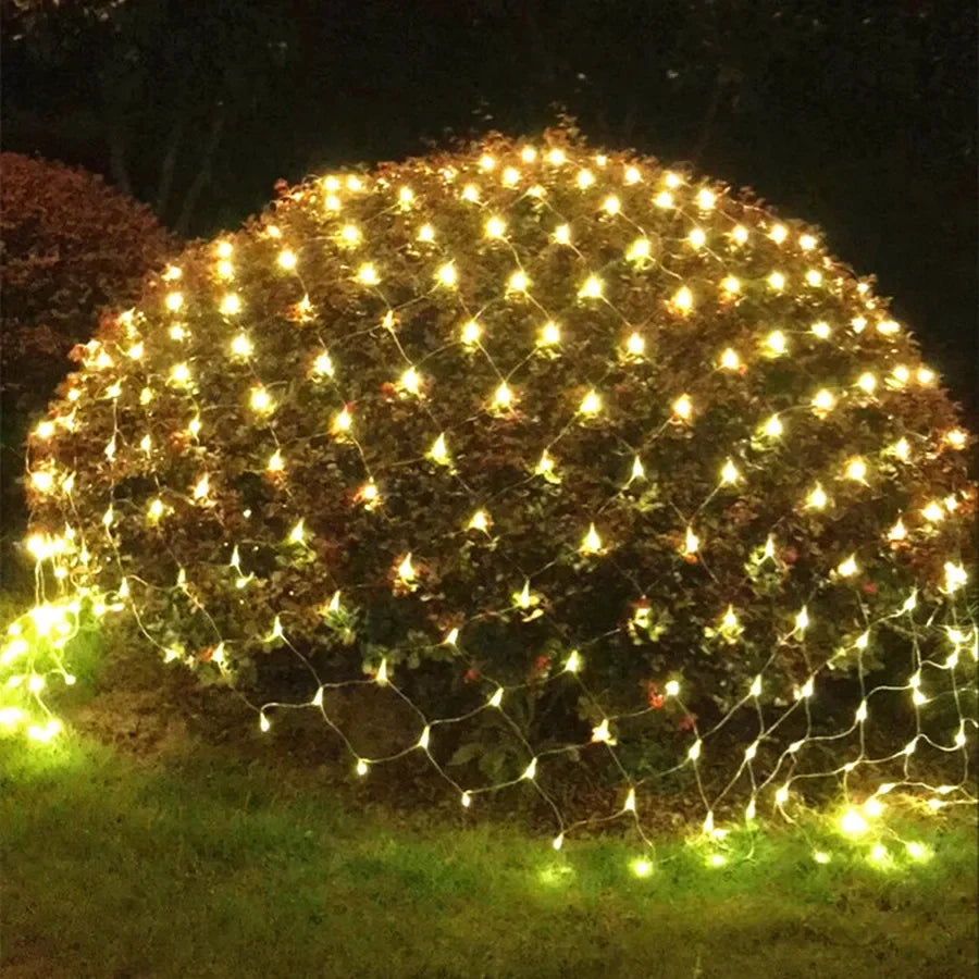 Outdoor Waterproof Solar LED Net Curtain Fairy String Lights