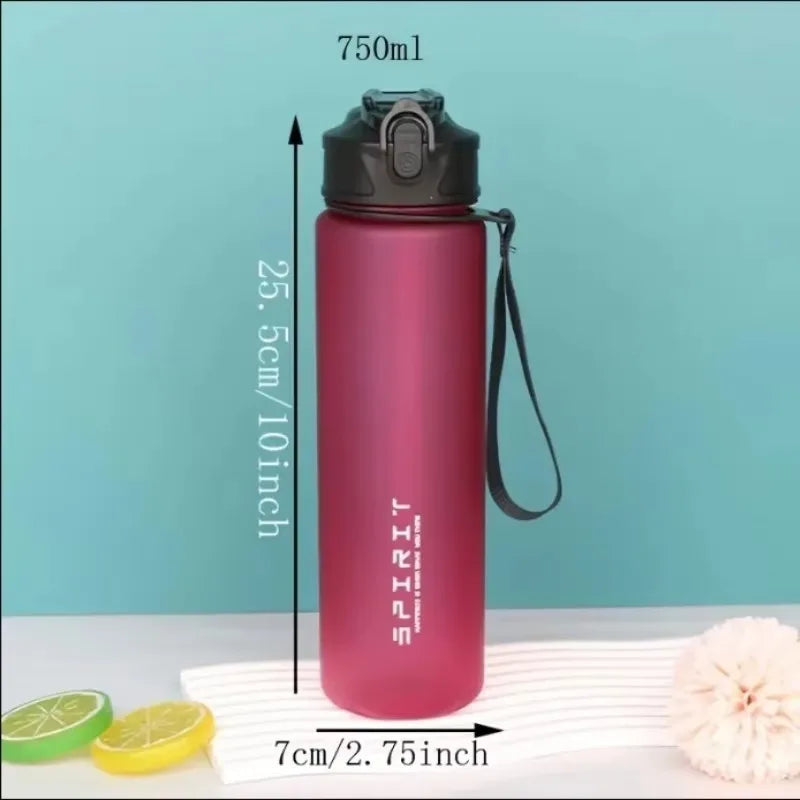 750ml Frosted BPA-Free Sports Water Bottle with Carry Rope