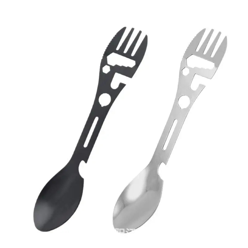 10-in-1 Camping Spork | Stainless Steel Multi-Tool Utensil Camping Multi-Tool Utensil Peaceful Pleasures Health and Wellness sliver