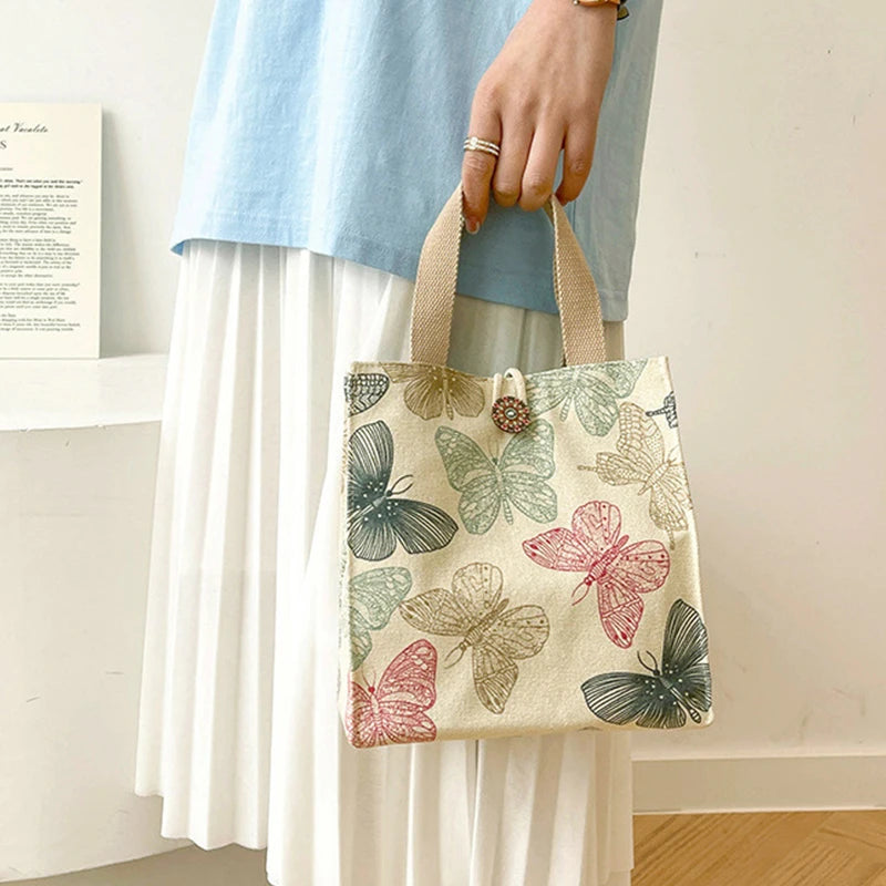 Large Canvas Bento Lunch Box Bag – Stylish Handbag Tote