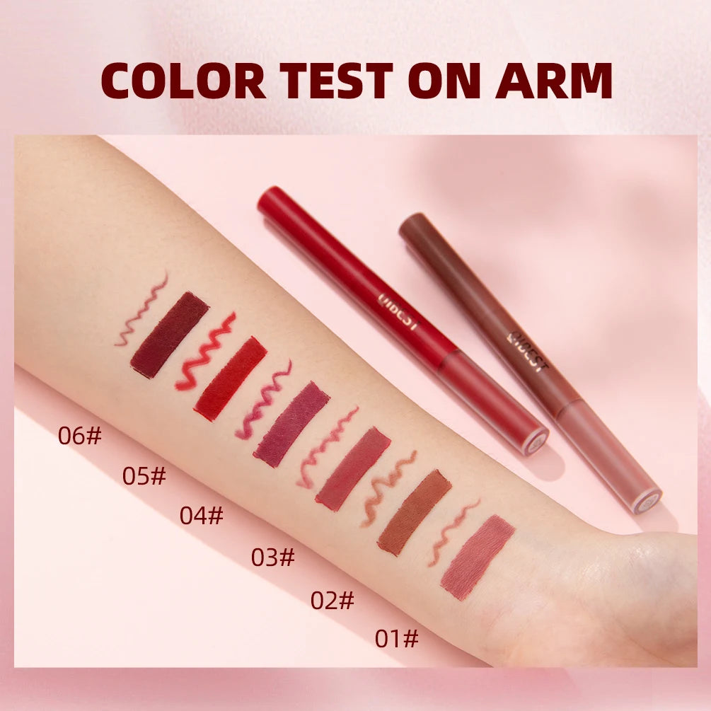 QIBEST 2 In 1 Matte Lipliner Lipstick Waterproof Long Lasting Liquid Lipstick Non-stick Cup Lip Glaze Makeup Lipgloss Cosmetics Peaceful Pleasures Health and Wellness