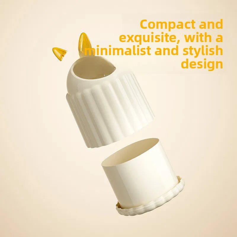 Adorable Mini Desktop Trash Can Small Cute Covered Waste Bin for Office Student Desk Paper Basket - Eco-Friendly & Space-Saving Peaceful Pleasures Health and Wellness