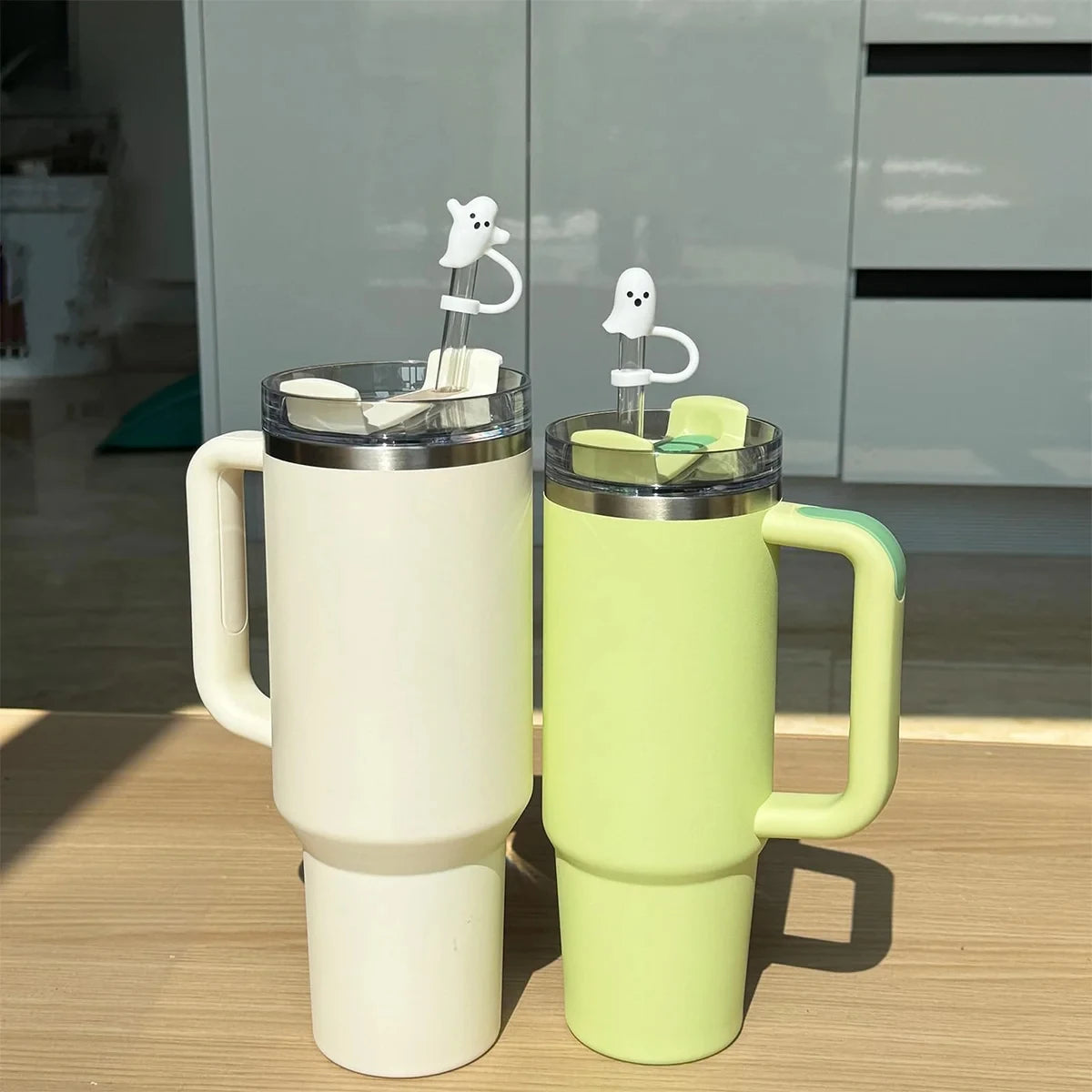Cute Ghost Straw Covers Cap Compatible with Stanley Cup 30 40 oz, Reusable Drinking Straw Topper, Funny Tumbler Accessories Peaceful Pleasures Health and Wellness