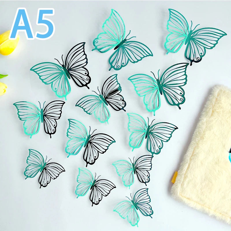 3D Butterfly Wall Stickers 12-Pack | Hollow Carving Home Decor