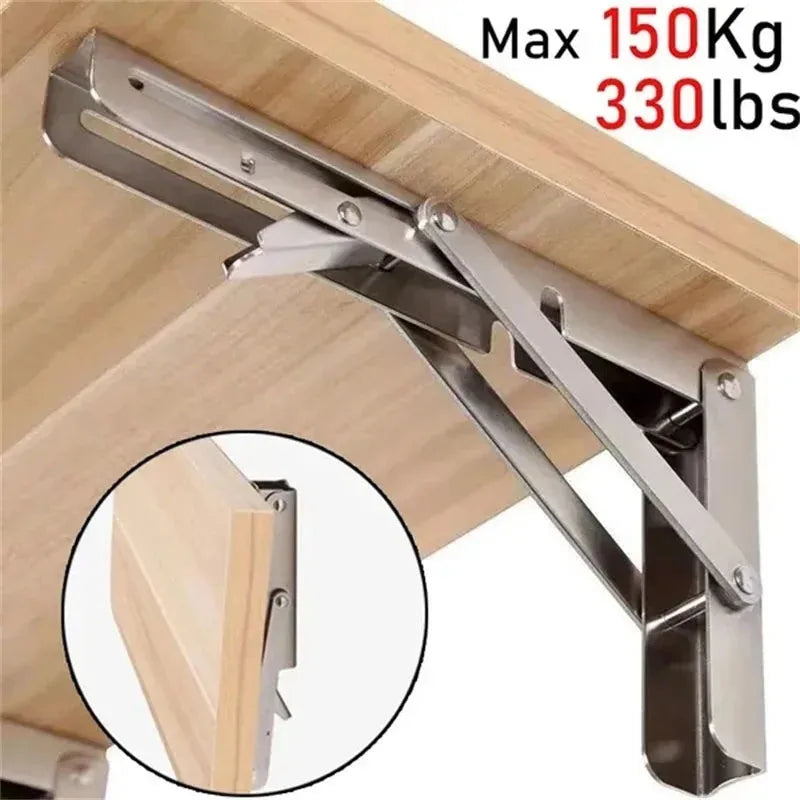 2PCS Folding Wall Shelf Brackets – Stainless Steel Right Angle