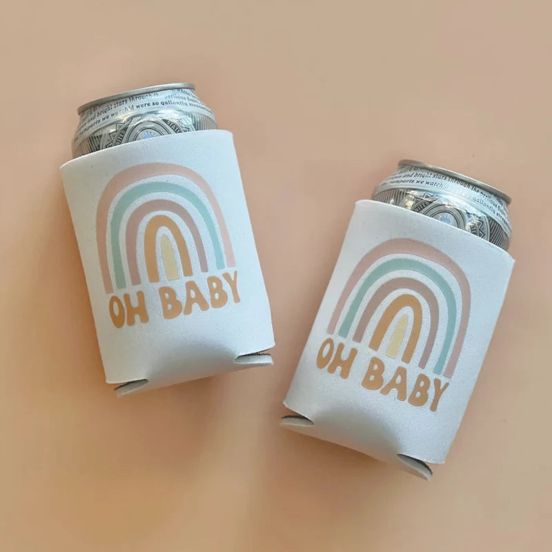 6-Pack Rainbow Oh Baby Can Coolers – Baby Shower Party Favors Party Can Coolers Peaceful Pleasures Health and Wellness