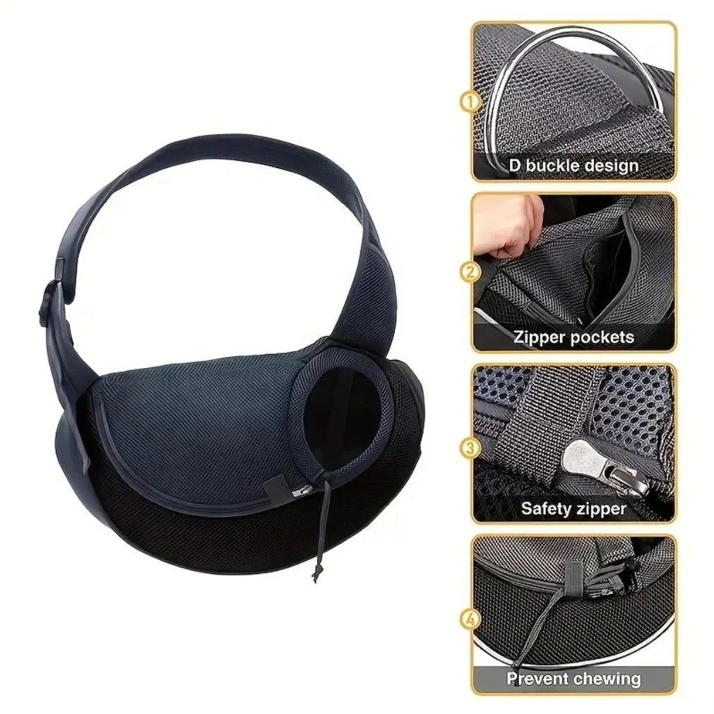Breathable Mesh Dog & Cat Sling Carrier – Travel Crossbody Bag