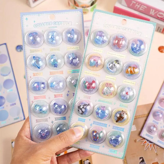 3D Capsule Crystal Kawaii Stickers – DIY Journal & Scrapbook Decorative Craft Stickers Oasis Select