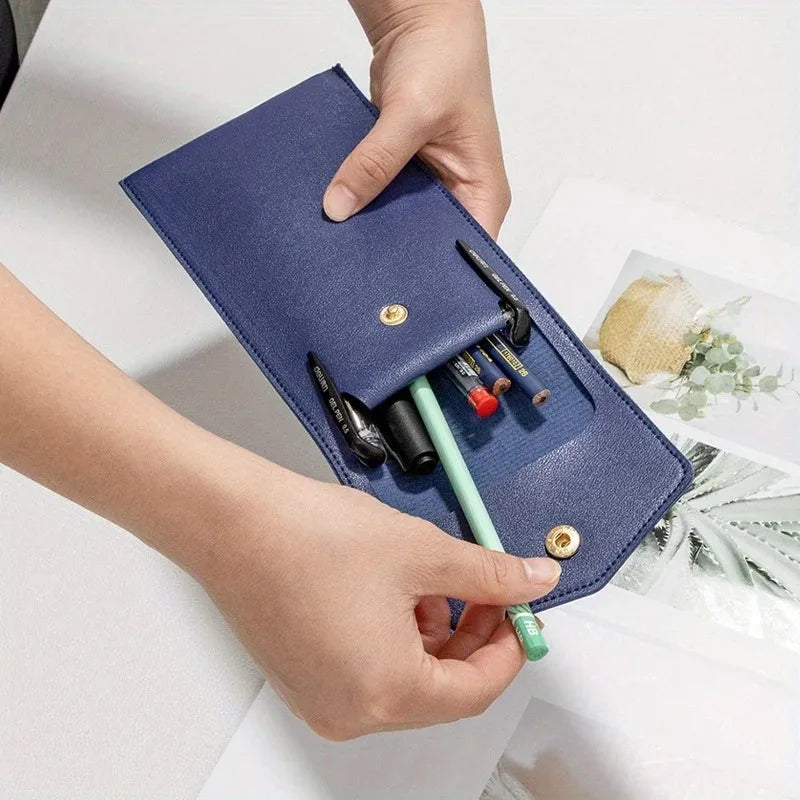 PU Leather Pencil Case Storage Bag Student Glasses Portable