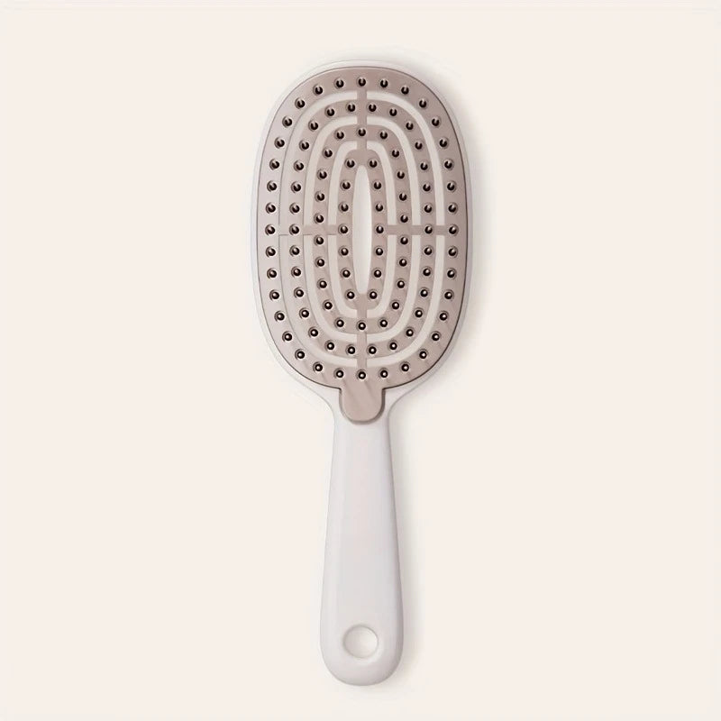 Self-Cleaning Retractable Detangling Hairbrush | Nylon Bristles Detangling Hairbrush Peaceful Pleasures Health and Wellness Beige