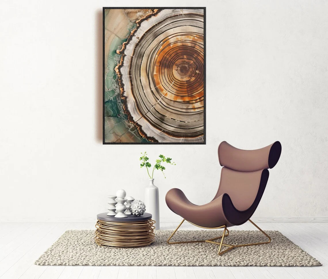 Abstract Tree Ring Canvas Wall Art | Modern Minimalist Decor Canvas Wall Art Peaceful Pleasures Health and Wellness WS9123-6 20x30cm Unframed