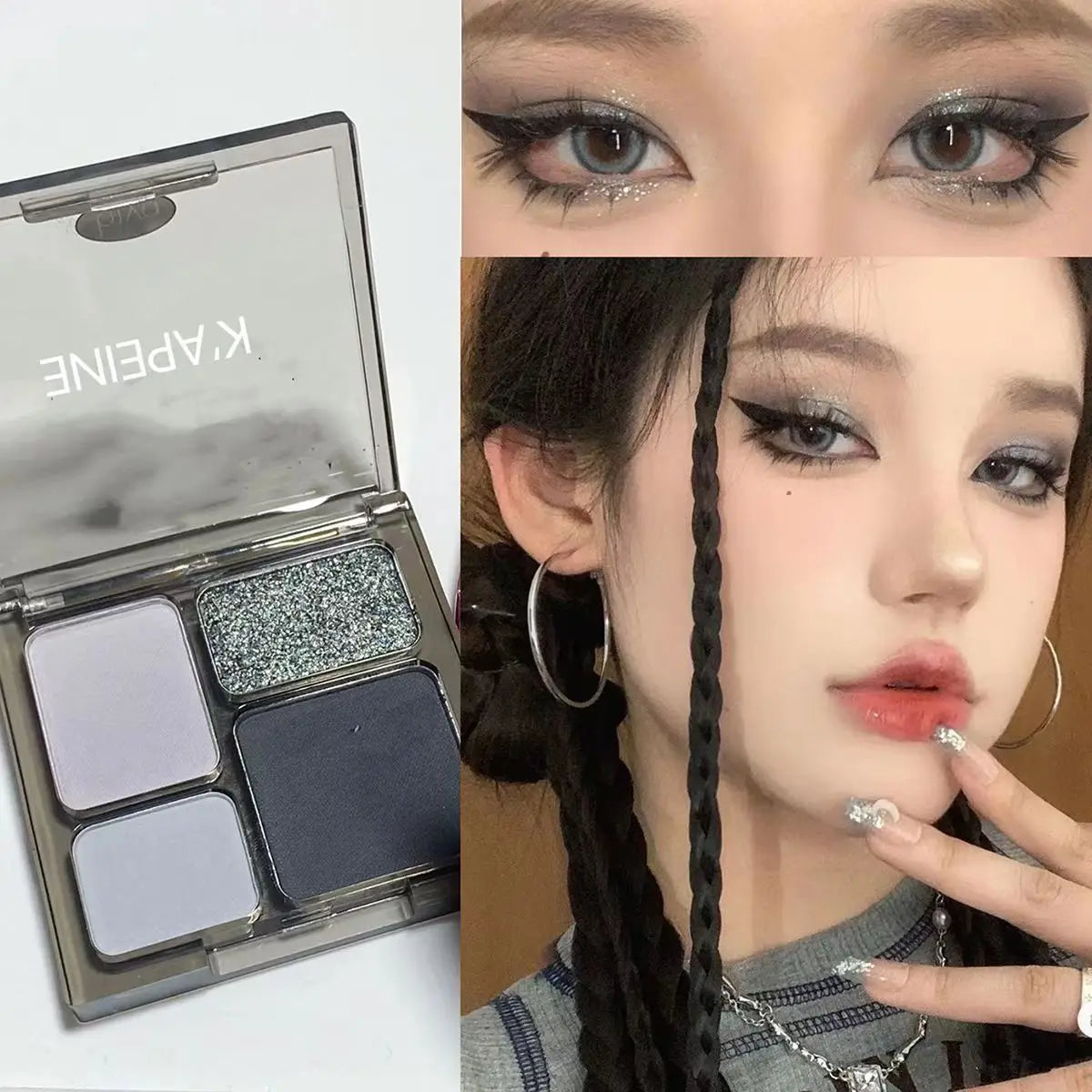 4-Color Eyeshadow Palette – Smoky Blue, Pink, Purple & Nude