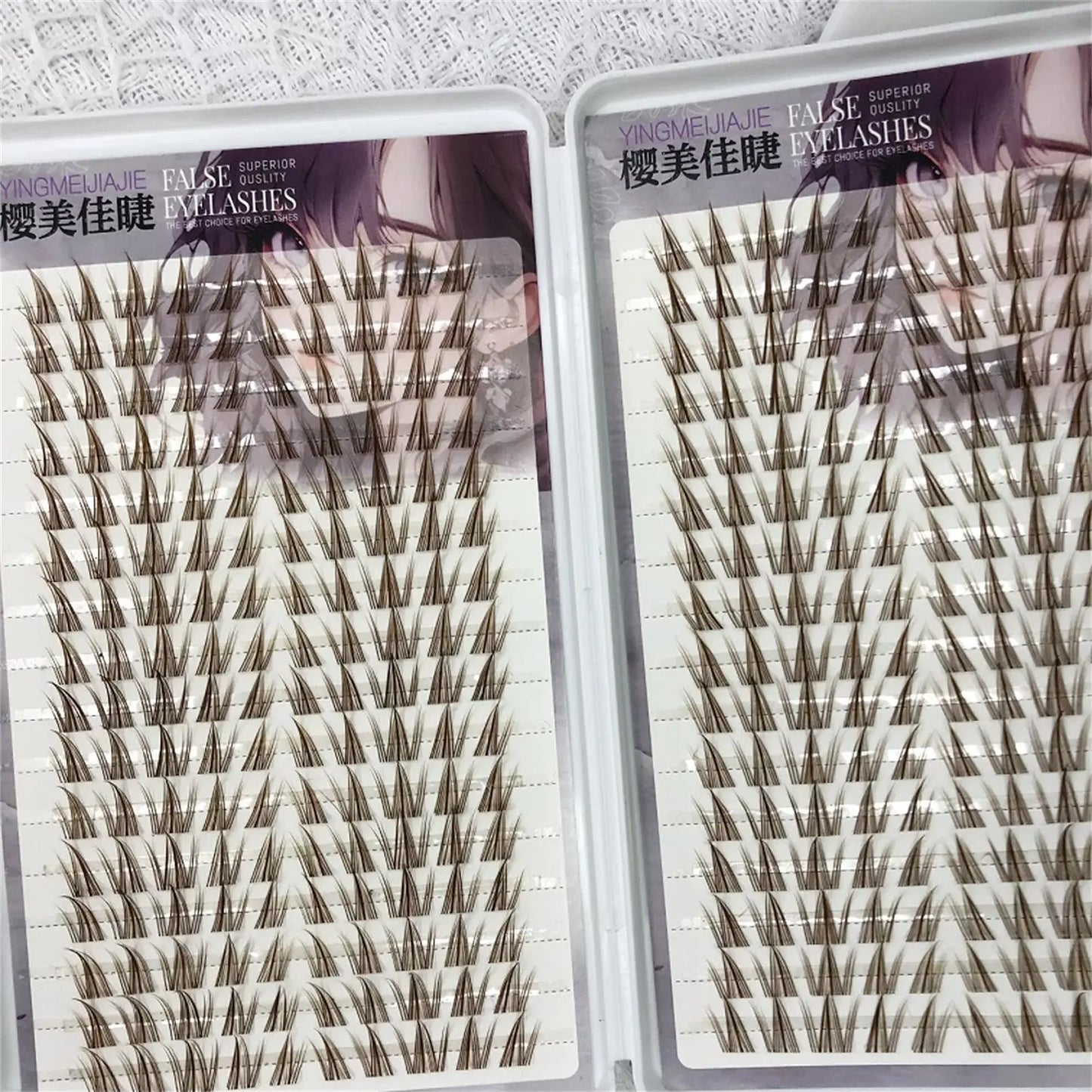 Brown Cluster False Eyelashes – Natural Wispy Volume Lash Extensions