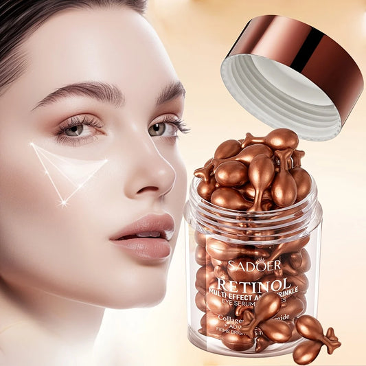 Retinol Multi-Effect Firming Capsule Serum, Tender Skin Hydrating Eye Cream Nourishing And Hydrating Eye Essence 0.34gx45capsule Peaceful Pleasures Health and Wellness 2 bottles
