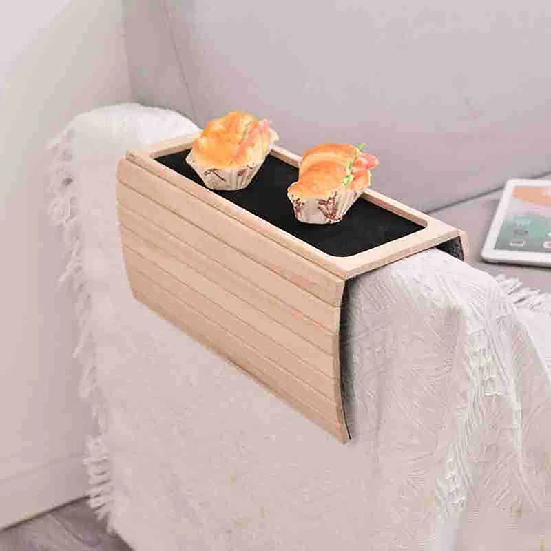 Bamboo Sofa Arm Tray Table | Anti-Slip Armrest Organizer Sofa Arm Tray Peaceful Pleasures Health and Wellness