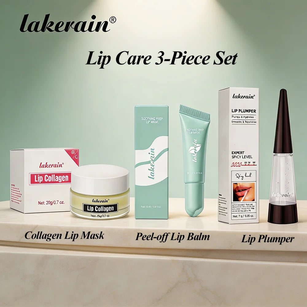 Lip Deep Care Set Collagen Lip Mask, Plumping Serum, Peel-off Lip Balm Long Lasting Moisturising Perfect Lip Makeup Pre Plan Peaceful Pleasures Health and Wellness