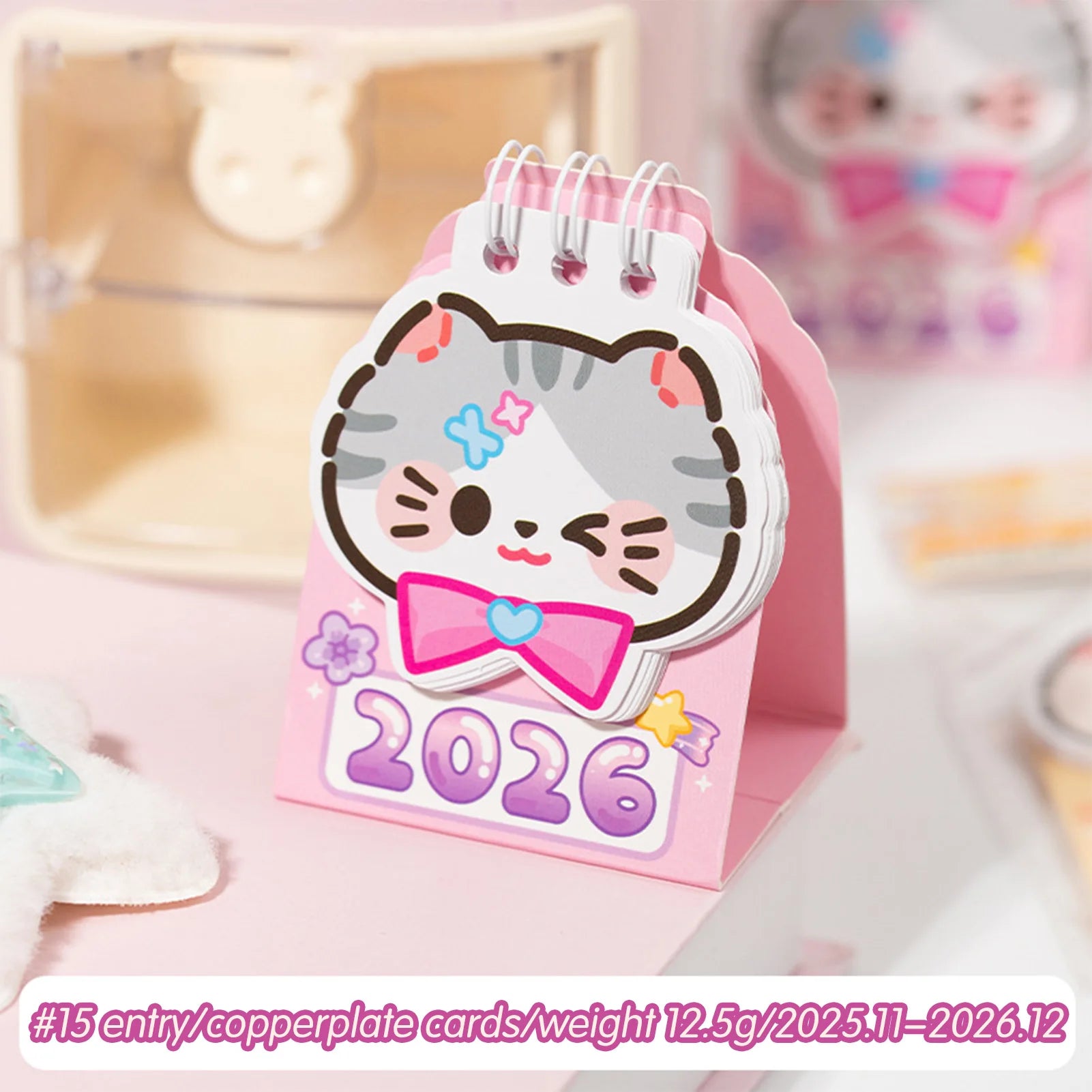 Year 2026 Small Kitty Calendar Desktop Memo Organizer Clear Printing Compact Kitty Planner Daily Planner Desktop Calendar Peaceful Pleasures Health and Wellness