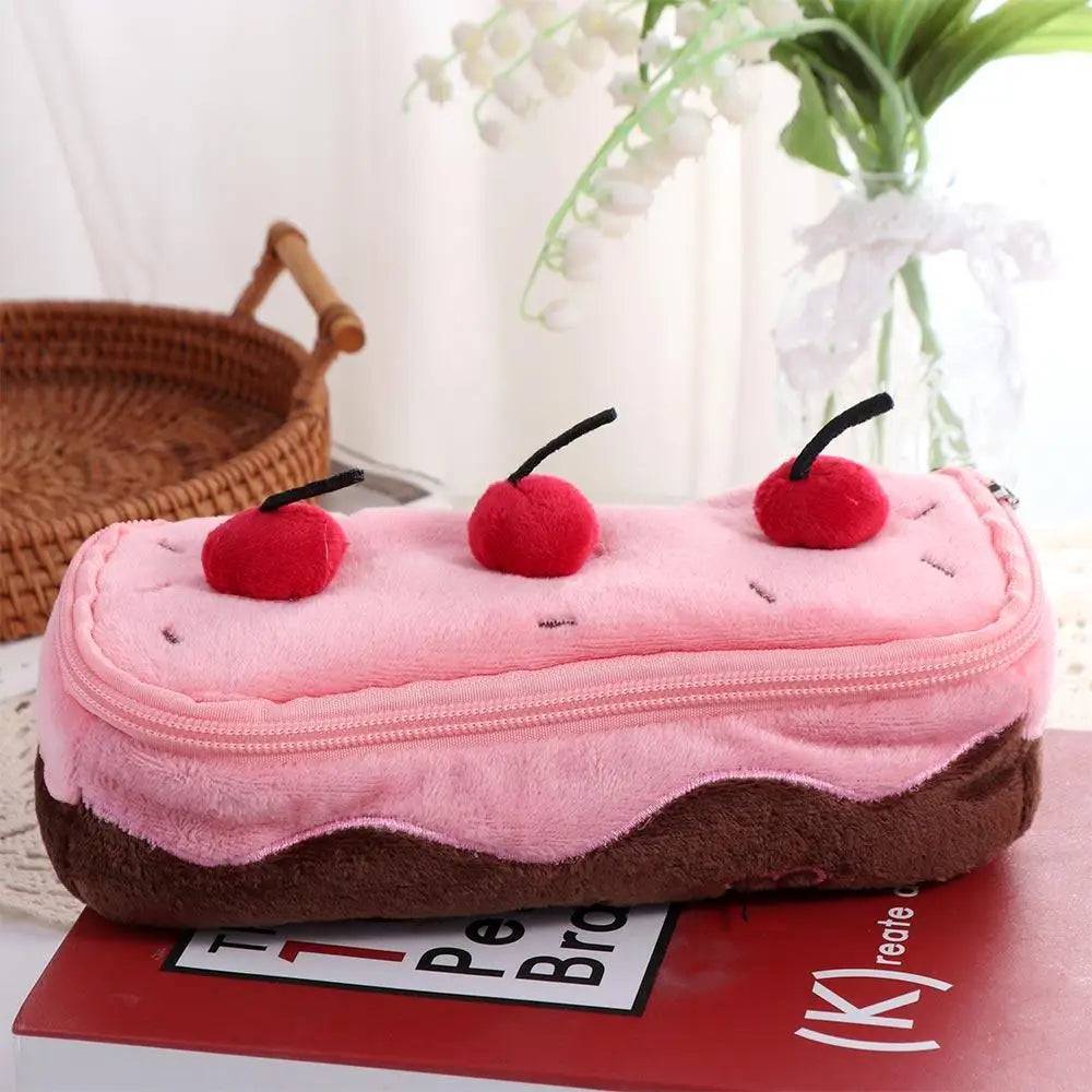 Creative Cherry Cake Pen Bag Cosmetic Bags Large Capacity Stationery Bag Kawaii Exquisite Pencil Pouch School Supplies Peaceful Pleasures Health and Wellness