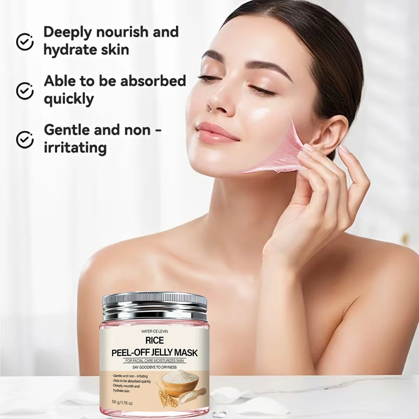 Rice Peel-Off Jelly Mask | Collagen & Hyaluronic Acid, 50g