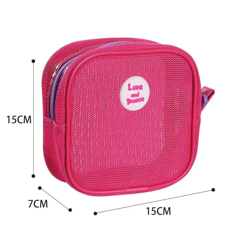 Portable Mesh Cosmetic Bag – Breathable Travel Makeup Pouch