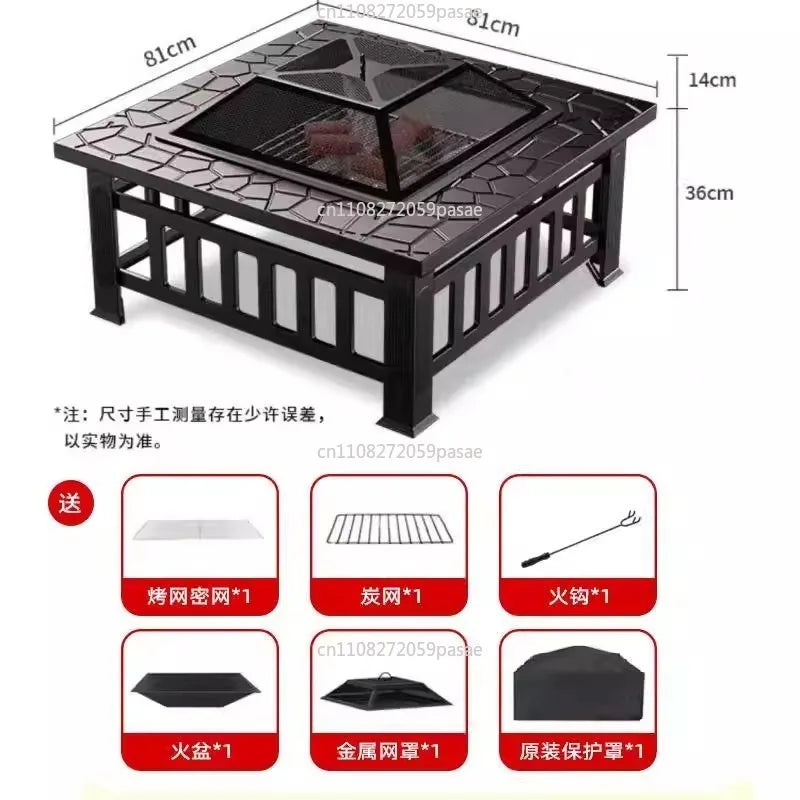 Outdoor Square BBQ & Tea Stove Full Set | Stainless Steel