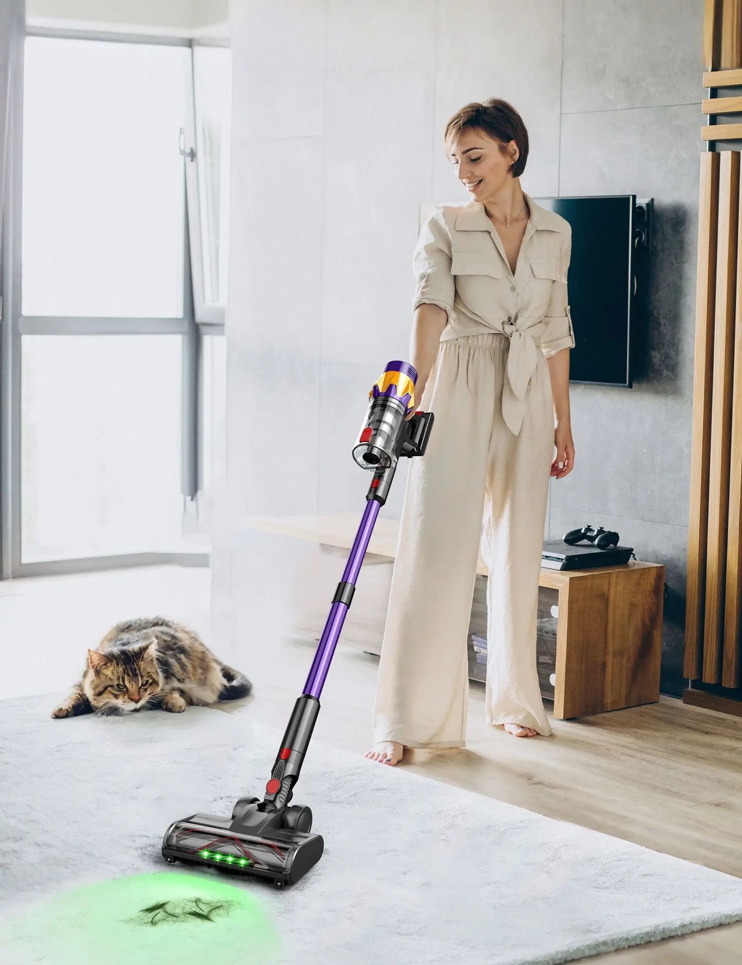 GUOHE V18 Cordless Vacuum 550W 35000Pa – Brushless Motor & Pet Brush