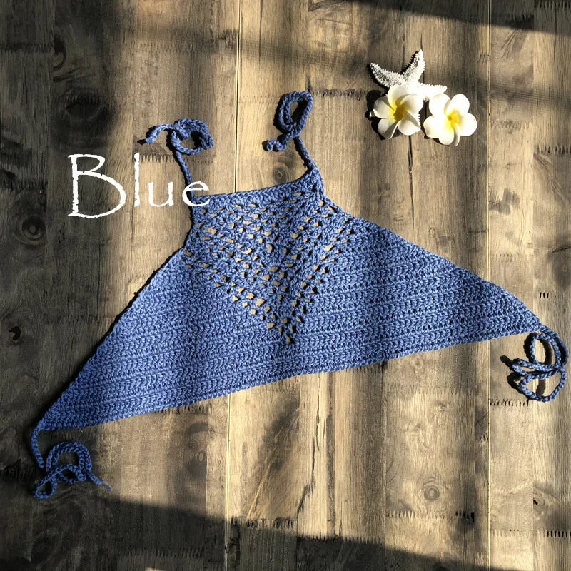 Handmade Crochet Wrap-Neck Bikini Top | Women's Beachwear