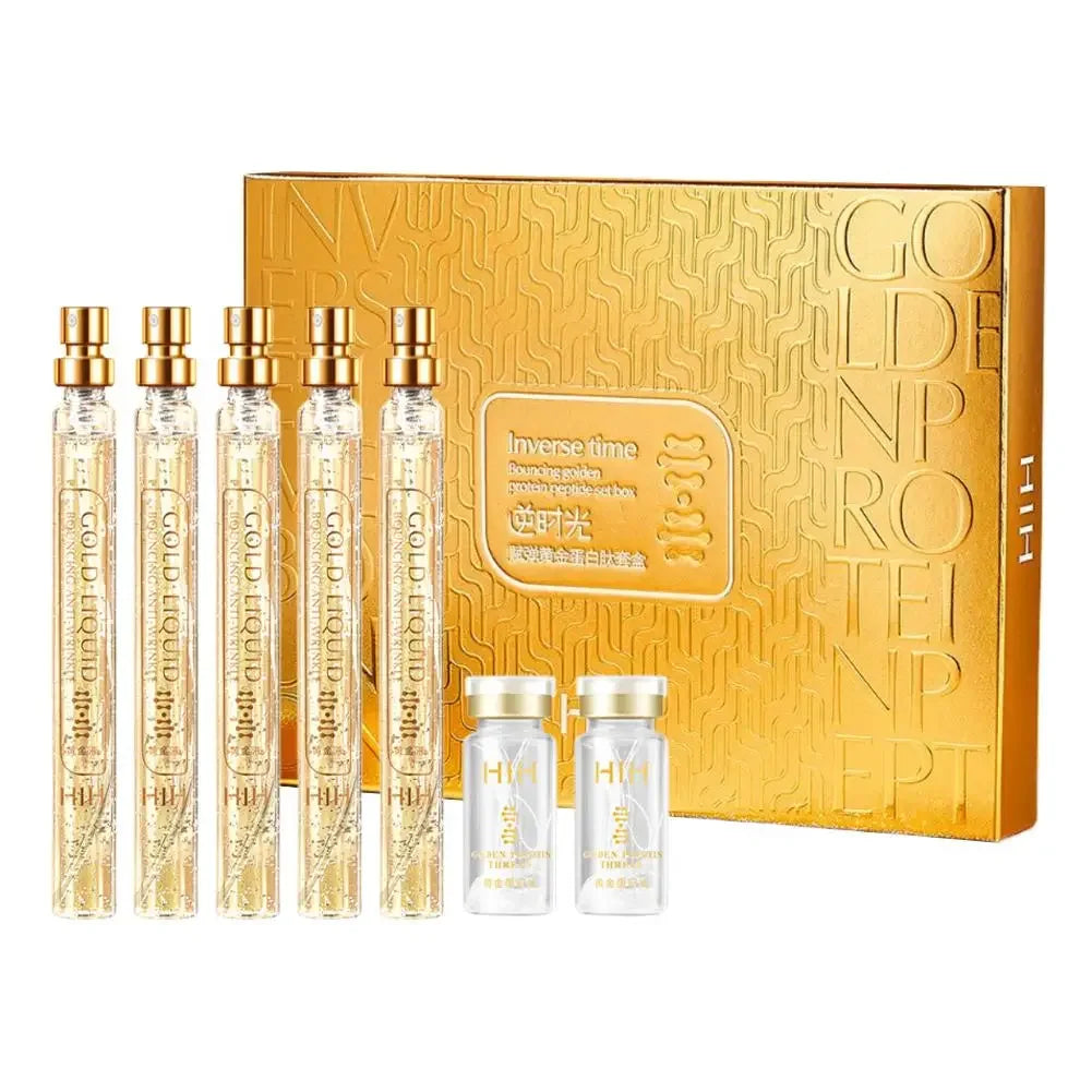 Soluble Face Lifting Threads Collagen Facial Essence Kit - Golden Protein Peptide, Inverse Time Anti-Aging, Skin Firming Care Peaceful Pleasures Health and Wellness 1kit