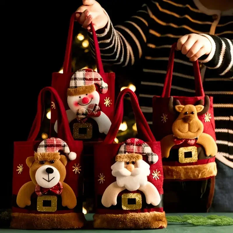 Reusable Christmas Gift Bags – Santa Reindeer Snowman Designs