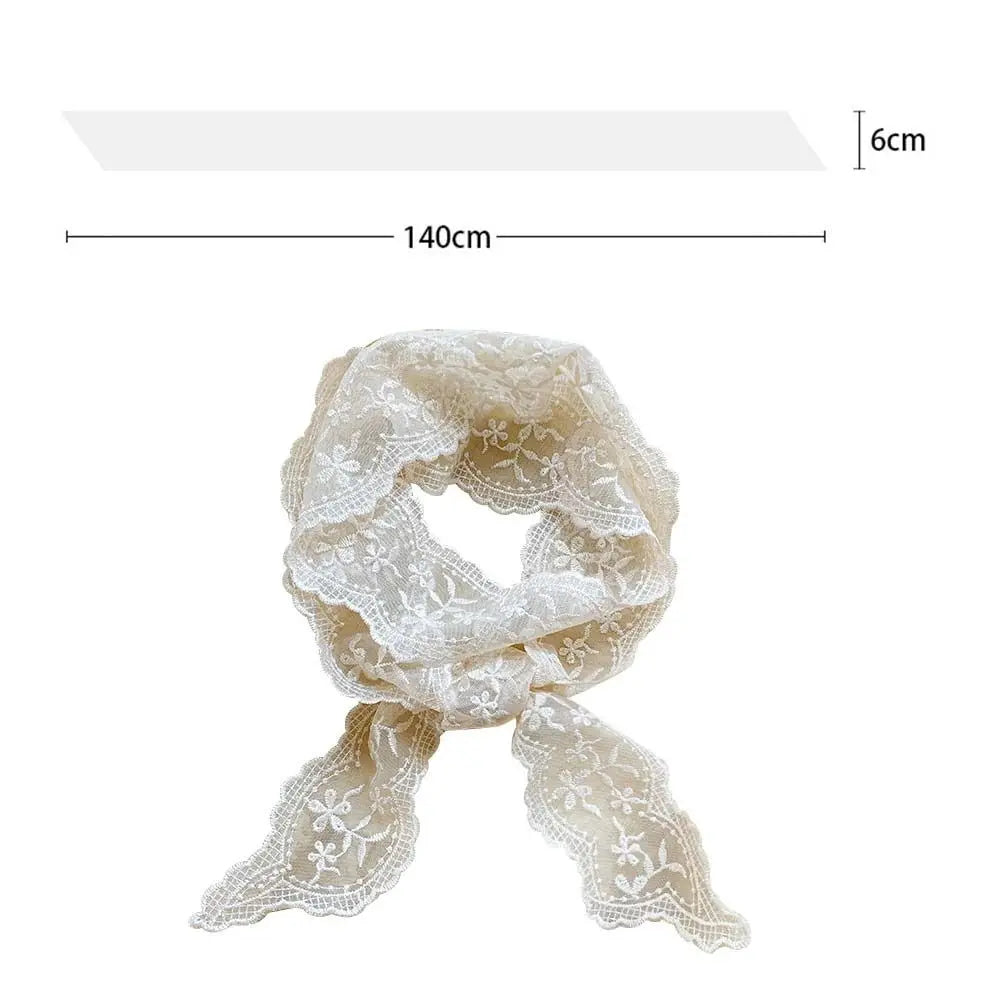 Women's Soft Lace Hair Ribbon Headband & Neck Scarf | Floral